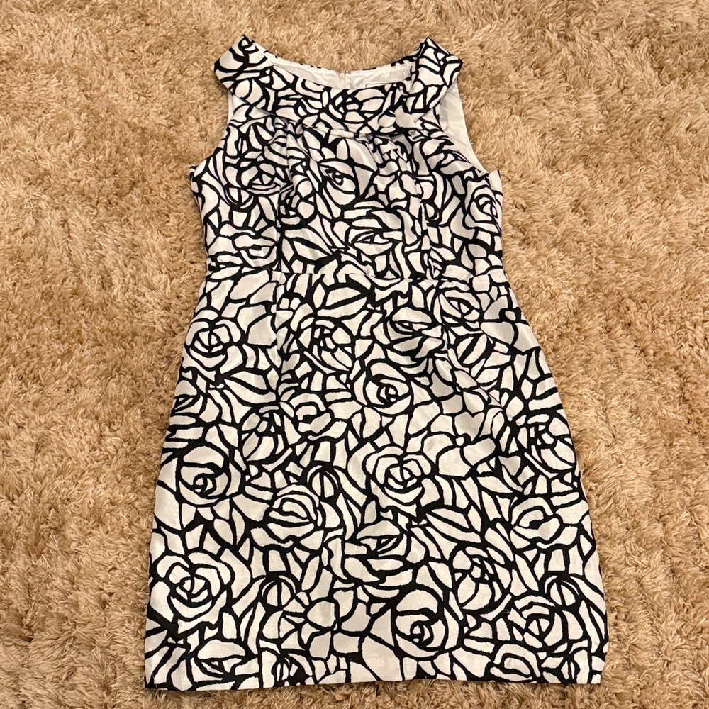 Karin Stevens Black and White Rose Mini Dress